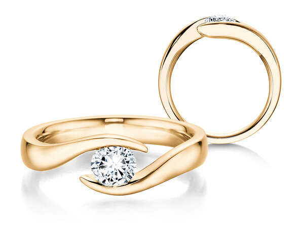Engagement ring Twist in 9K yellow gold with diamond 1.00ct H/SI