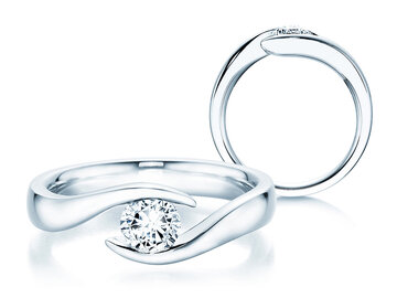 Engagement ring Twist in 14K white gold with diamond 0.50ct G/SI
