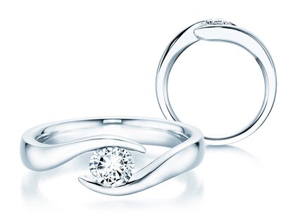 Engagement ring Twist in platinum 950/- with diamond 0.50ct G/SI