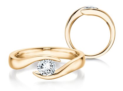 Engagement ring Twist in 14K yellow gold with diamond 0.50ct G/SI