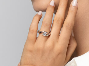 Engagement ring Twist in 9K white gold with diamond 0.75ct H/SI
