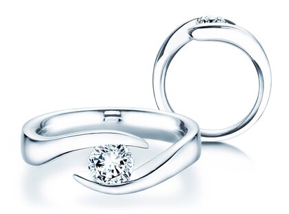 Engagement ring Twist in platinum 950/- with diamond 0.75ct G/SI