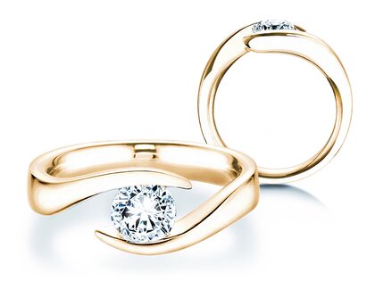 Engagement ring Twist in 14K yellow gold with diamond 1.00ct H/SI