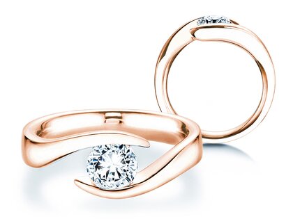 Engagement ring Twist in 9K rosé gold with diamond 1.00ct H/SI