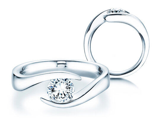 Engagement ring Twist in 9K white gold with diamond 1.00ct H/SI