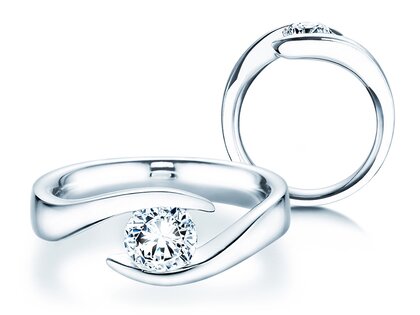 Engagement ring Twist in 9K white gold with diamond 1.00ct H/SI