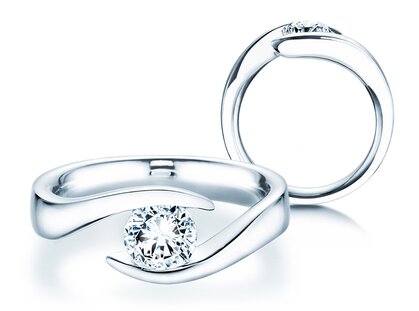 Engagement ring Twist in 18K white gold with diamond 1.00ct G/SI