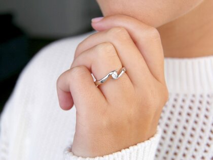Engagement ring Twist in silver 925/- with lab-grown diamond 0.15ct E/VS