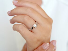 Engagement ring Twist in platinum 950/- with lab-grown diamond 0.50ct E/VS