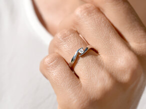 Engagement ring Twist in silver 925/- with lab-grown diamond 0.15ct E/VS