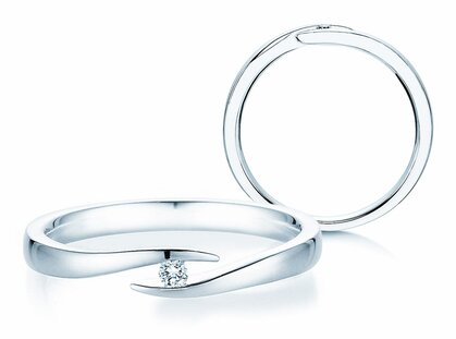 Engagement ring Twist in 18K white gold with diamond 0.03ct G/SI