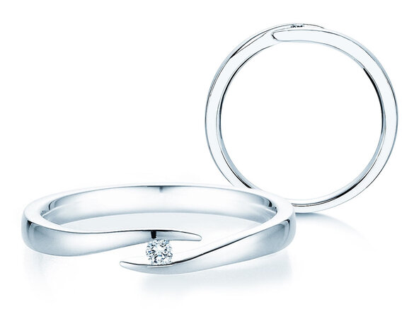 Engagement ring Twist in silver 925/- with diamond 0.03ct G/VS