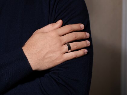Ring for men Modern 8mm in 14K white gold polished