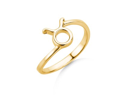 Zodiac ring Taurus in 14K yellow gold