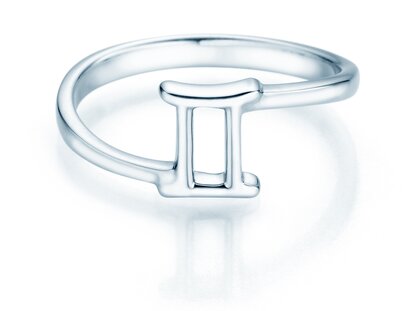 Zodiac ring Gemini in 9K white gold
