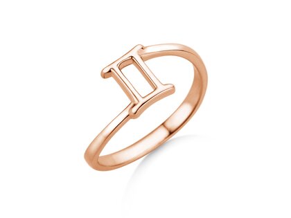 Zodiac ring Gemini in 18K rosé gold