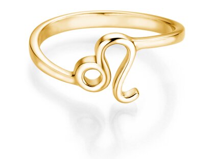 Zodiac ring Leo in 14K yellow gold