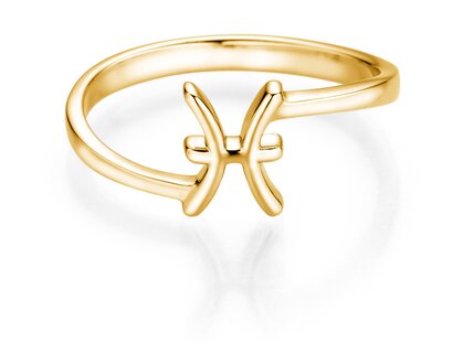 Zodiac ring Pisces in 18K yellow gold